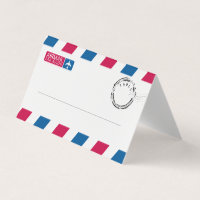 Tarjetas de plaza de Boda de Red Blue Stripes Airm