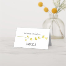 Tarjetas de plaza de Boda floral amarilla minimali
