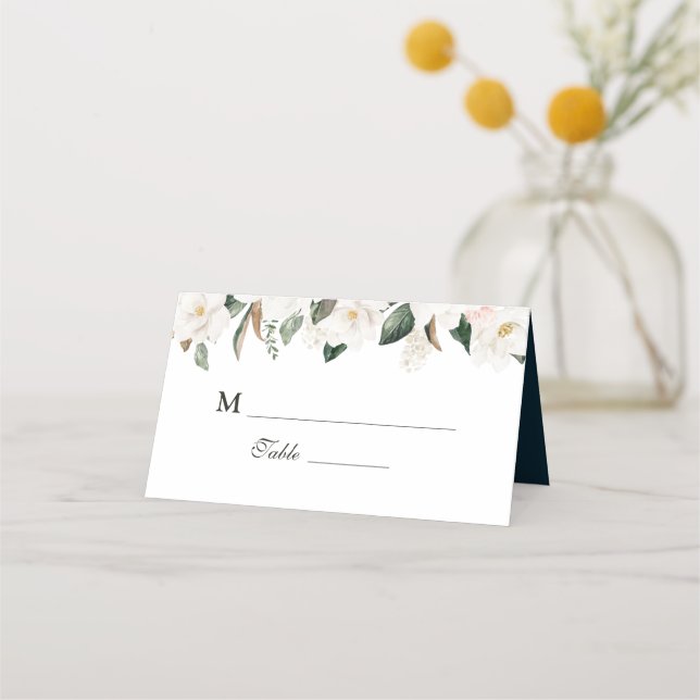 Tarjetas de plaza de boda floral de Magnolia (Anverso)
