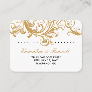 Tarjetas de plaza de Boda floral de oro antiguo