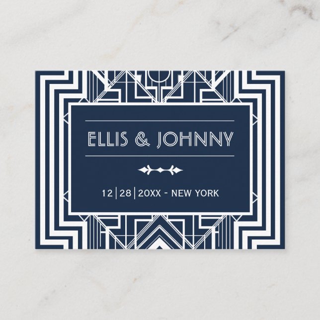 Tarjetas de plaza de Boda geométrico de la Marina (Anverso)