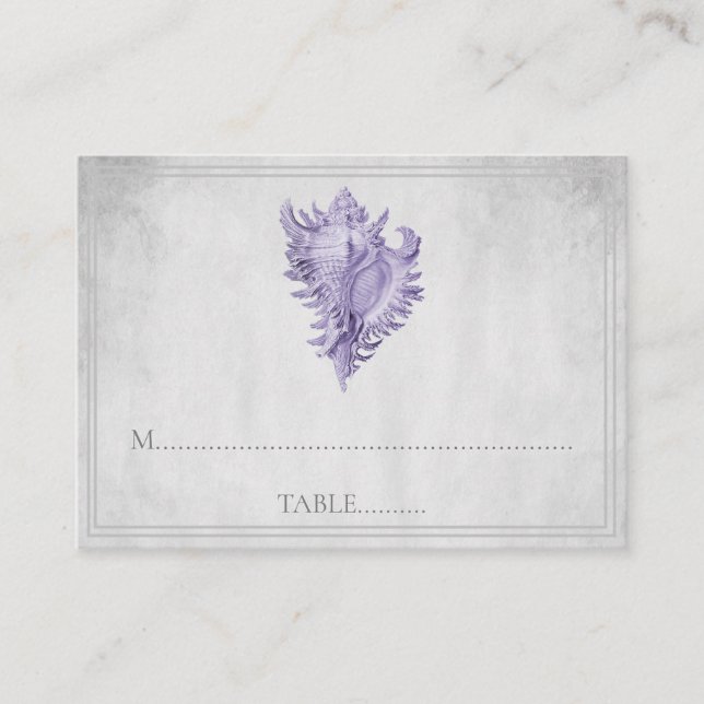 Tarjetas de plaza de Boda Purple Conch Shell (Anverso)