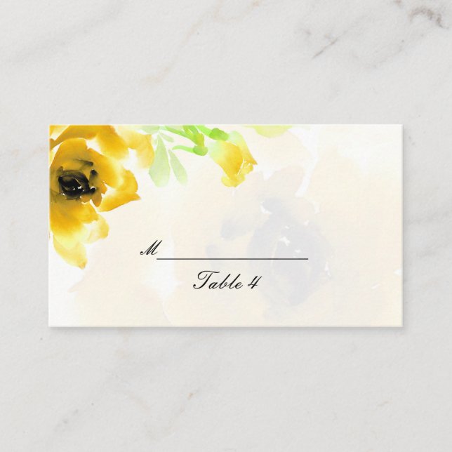 Tarjetas de plaza de Boda rosa amarillo (Anverso)