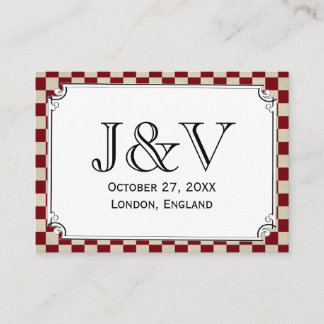 Tarjetas de plaza de Boda Steampunk Checkerboard