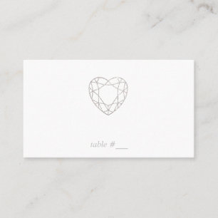 Tarjetas de plaza de corazón geométrica plateada -