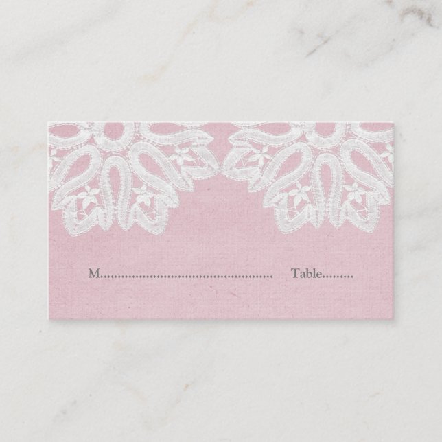 Tarjetas de plaza de encaje rosa elegante (Anverso)