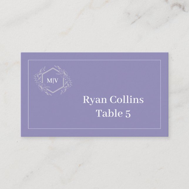 Tarjetas de plaza de Escudo Monograma de Lavender (Anverso)