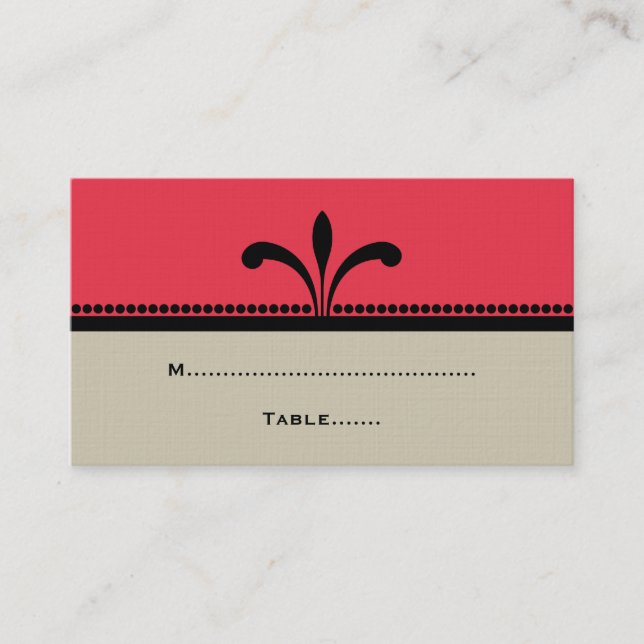 Tarjetas de plaza de estilo Art Deco Rojo/Beige (Anverso)
