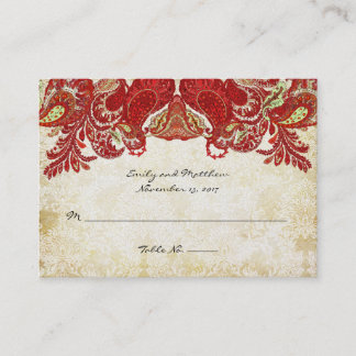 Tarjetas de plaza de mesa de Paisley Damask Vintag