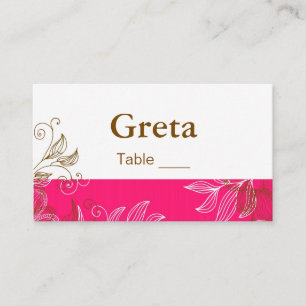 Tarjetas de plaza de mesa floral rosa y marrón cal