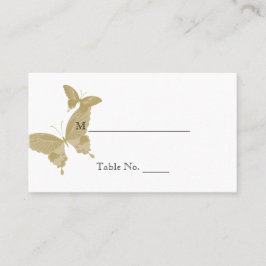 Tarjetas de plaza de monograma de mariposa de dobl