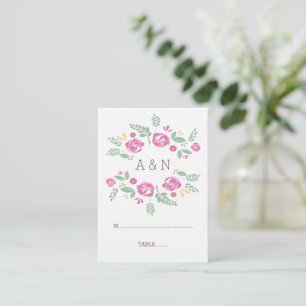 Tarjetas de plaza de monograma floral de color ros