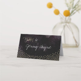 Tarjetas de plaza de purpurina de oro negro Glam