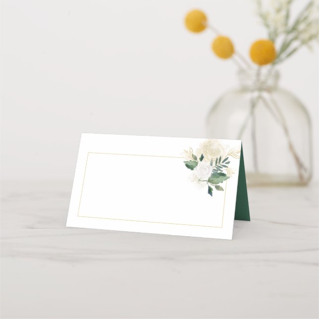 Tarjetas de plaza de verde Purpurina de rosas blan (Anverso)