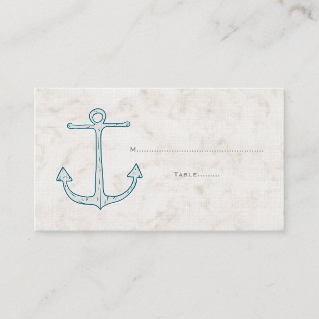 Tarjetas de plaza del Boda Royal Blue Anchor (Anverso)