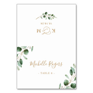 Tarjetas de plaza Eucalyptus Greenery Gold Boda
