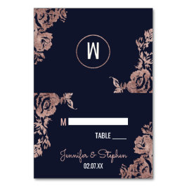 Tarjetas de plaza floral azul marino y Rosa dorado