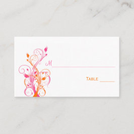 Tarjetas de plaza floral blanca rosada naranja