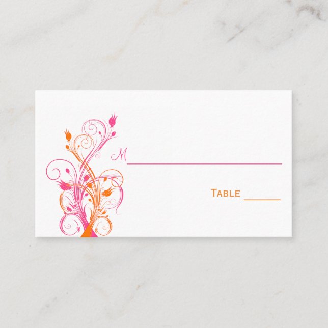 Tarjetas de plaza floral blanca rosada naranja (Anverso)
