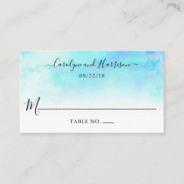 Tarjetas de plaza Ombre Watercolor Boda - Azul