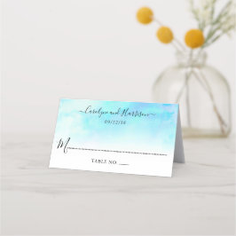 Tarjetas de plaza Ombre Watercolor Boda - Azul