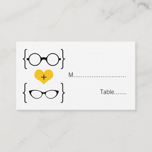 Tarjetas de plaza para Bodas de gafas amarillas ge (Anverso)