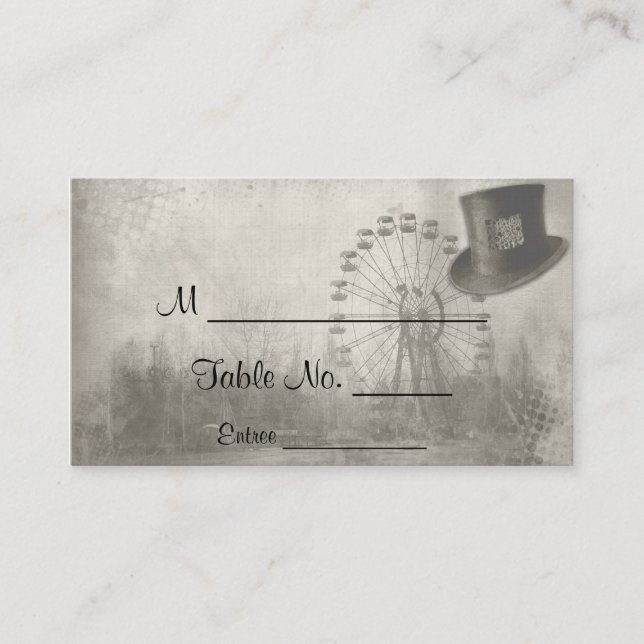 Tarjetas de plaza para Bodas de sombrero superior  (Anverso)