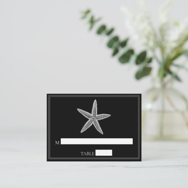 Tarjetas de plaza para el Boda Starfish negro (Anverso de pie)