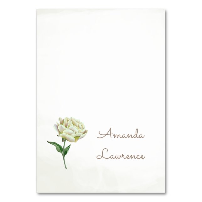 Tarjetas de plaza personalizadas Cream Peony Water (Anverso)