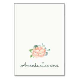 Tarjetas de plaza personalizadas Peach Peony Water