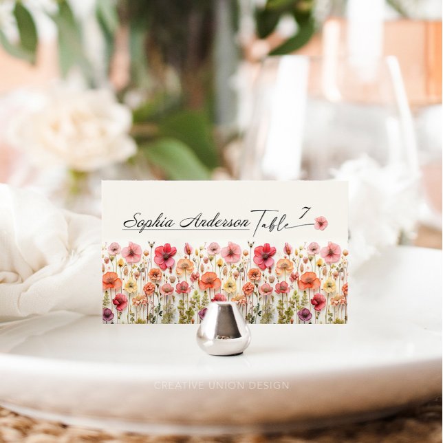 Tarjetas de plaza plana Boho Wildflower Boda (Subido por el creador)
