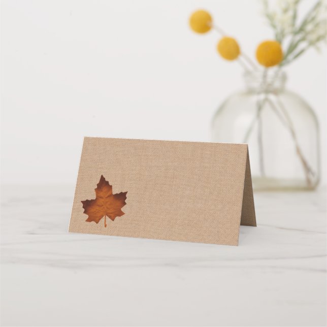 Tarjetas de plaza plegadas de Burlap naranja (Reverso)