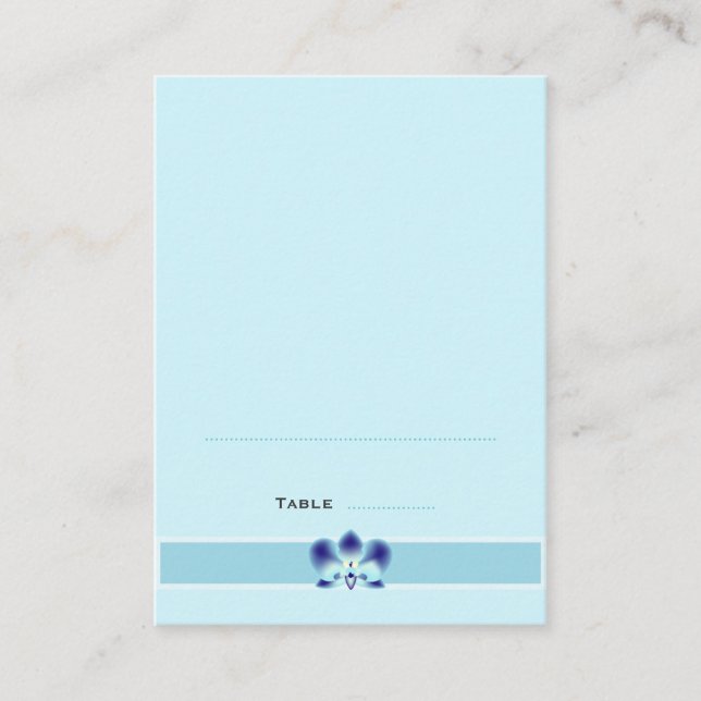 Tarjetas de plaza plegadas de orquídeas azules (Anverso)