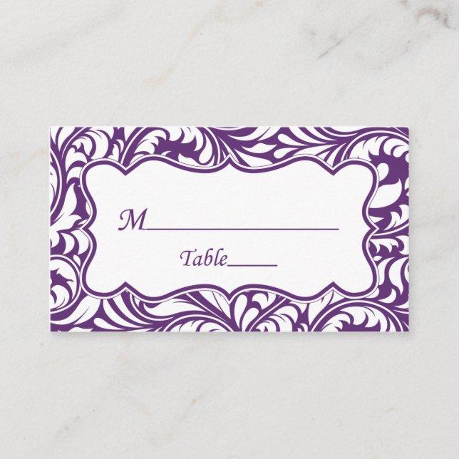 Tarjetas de plaza Purple White Boda | Tarjeta de E (Anverso)