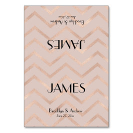 Tarjetas de plaza Rosa Boda Chevron Gold Chevron