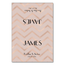 Tarjetas de plaza Rosa Boda Chevron Gold Chevron
