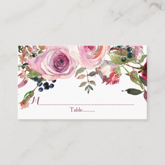 Tarjetas de plaza Rosa de Moda morada rosa Boda fl (Anverso)
