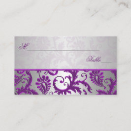 Tarjetas de plaza Silver y Purple Damask II