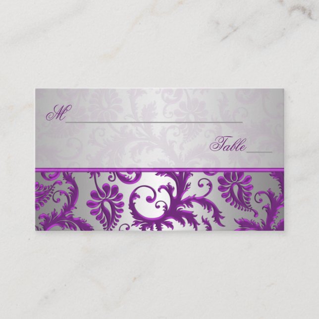 Tarjetas de plaza Silver y Purple Damask II (Anverso)