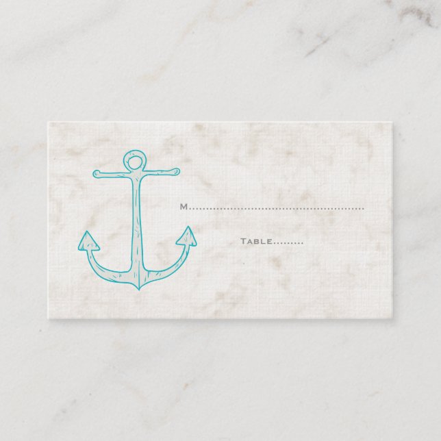 Tarjetas de plaza verde azulada de Boda de Anchor  (Anverso)