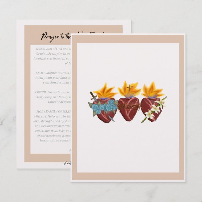 Tarjetas de plegarias de la familia sagrada - paqu (Anverso / Reverso)
