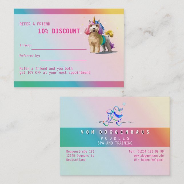 Tarjetas de Poodle de referencia de amigo Rosa (Anverso / Reverso)