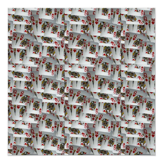 Tarjetas de póquer Queens en capas, Poster (Anverso)