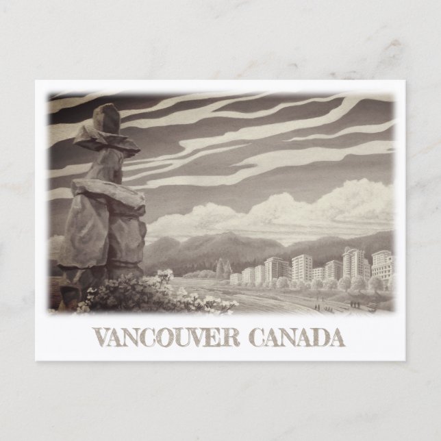 Tarjetas de postal de arte de Vancouver Inukshuk d (Anverso)