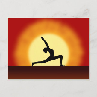 Tarjetas de postales de yoga pose Silhouette Sunri