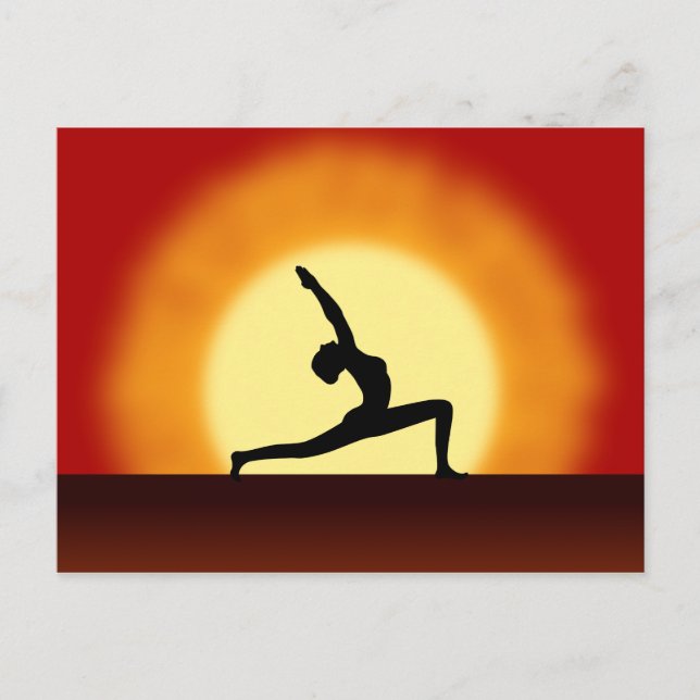 Tarjetas de postales de yoga pose Silhouette Sunri (Anverso)