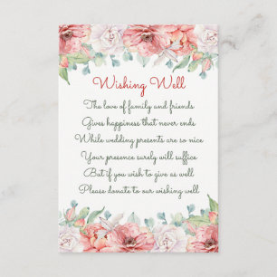 Tarjetas de pozo de deseos de boda con flores de a