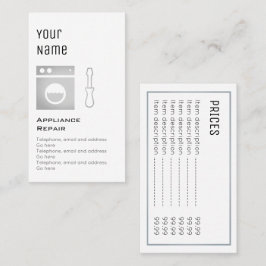 Tarjetas de precio "esenciales" de la reparación