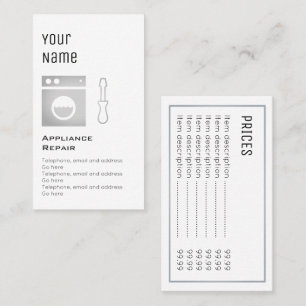 Tarjetas de precio "esenciales" de la reparación