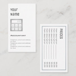 Tarjetas de precio "esenciales" del contable